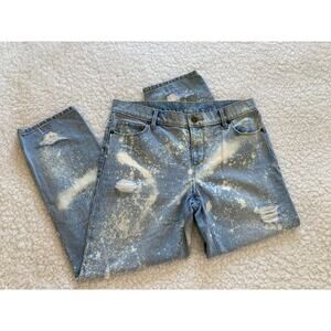 Ann Taylor Loft Upcycled relaxed straight crop denim jeans, women's size 27